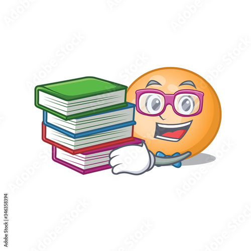 A diligent student in staphylocuccus aureus mascot design concept with books