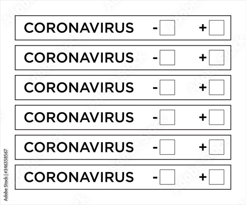 Coronavirus blood test positive or negative sticker label