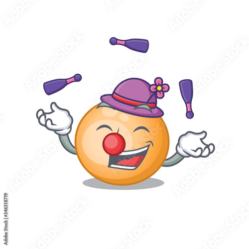 An attractive staphylocuccus aureus cartoon design style playing juggling
