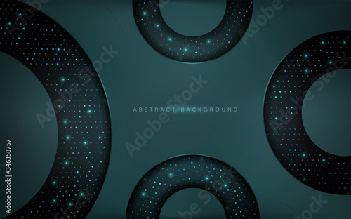 Abstract dark green futuristic with shinny light background design.