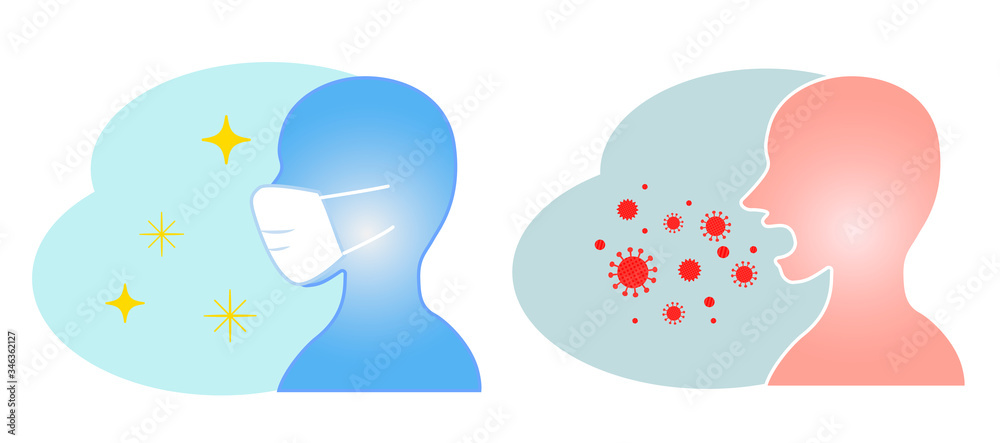 Silhouette illustration of mask spray infection aerosol splash infection