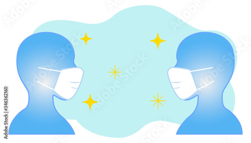 Silhouette illustration of mask spray infection aerosol splash infection