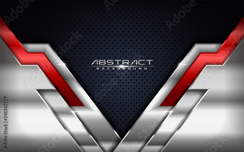 Modern futuristic background vector on layer red with dark navy and metallic silver with abstract style design.