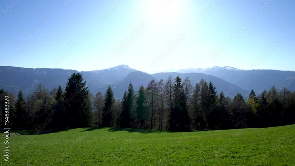 alpine landscape with meadow, forest and mountains in South Tyrol, Italy, Europe alpine landscape with meadow, forest and mountains in South Tyrol, Italy, Europe