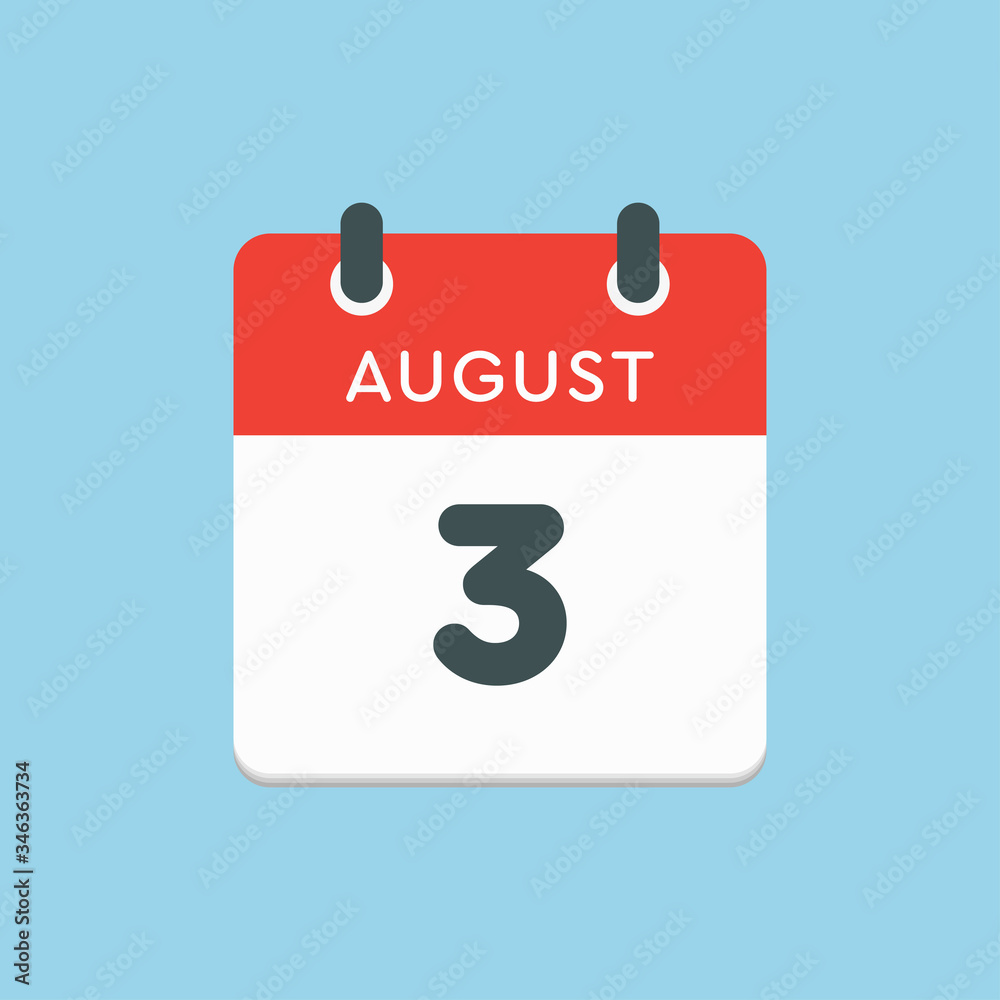 Calendar icon day 3 August, date days of the year Calendar icon day 3 August, date days of the year