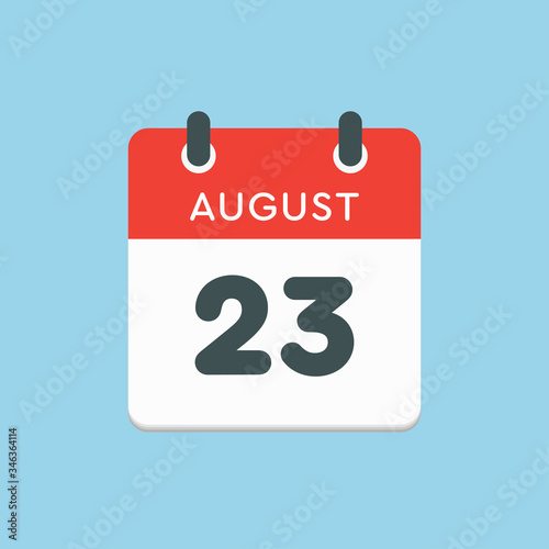 Calendar icon day 23 August, date days of the year