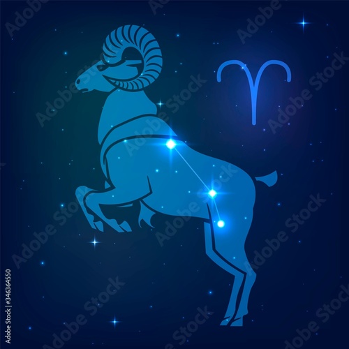 Aries - the constellation of the zodiac in the night starry sky