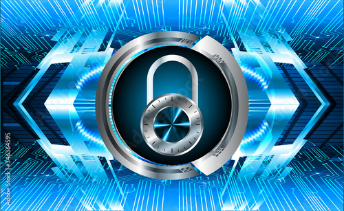 Closed Padlock on digital background, cyber security
