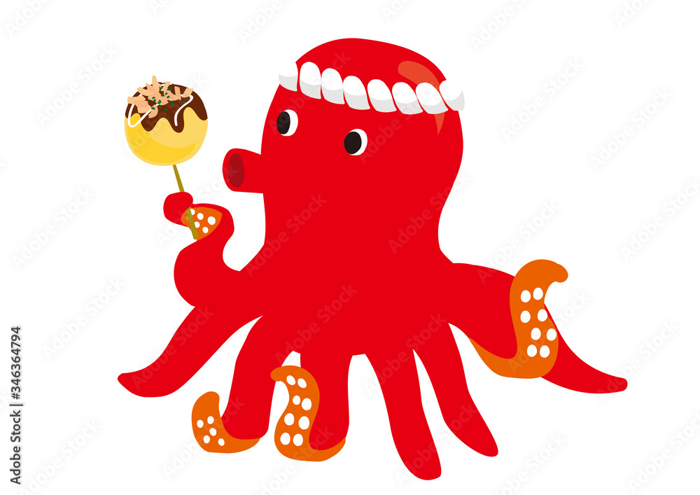 たこ焼きとタコのキャラクター Stock Vector Adobe Stock