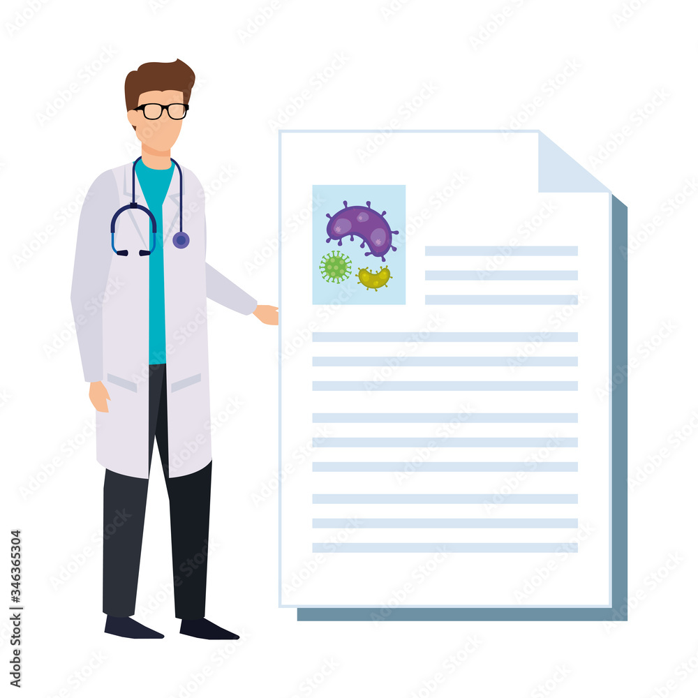 doctor with document of covid 19 vector illustration design doctor with document of covid 19 vector illustration design