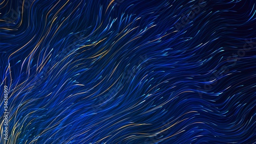 Abstract background with luminous wavy lines, stylized starry sky pattern