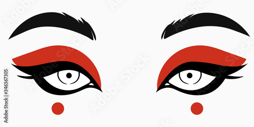beautiful cute female eyes cartoon style in japan makeup