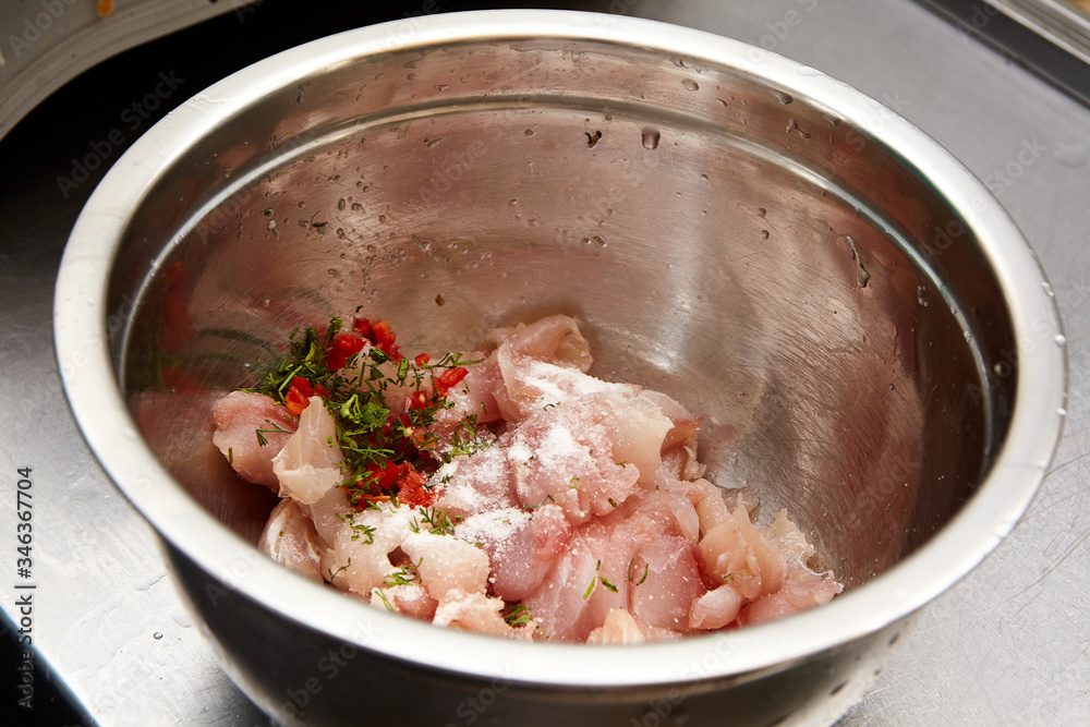 Peruvian ceviche made with raw fish cooked with lemon juice Peruvian ceviche made with raw fish cooked with lemon juice