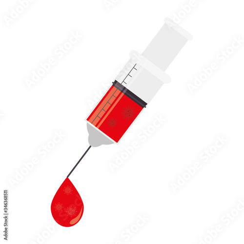 injection and blood with covid 19 vector illustration design