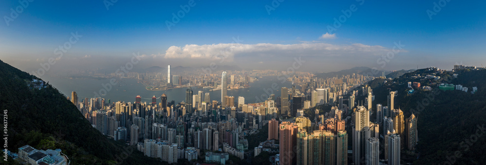 Hong Kong Cityscape Panoramic in fog