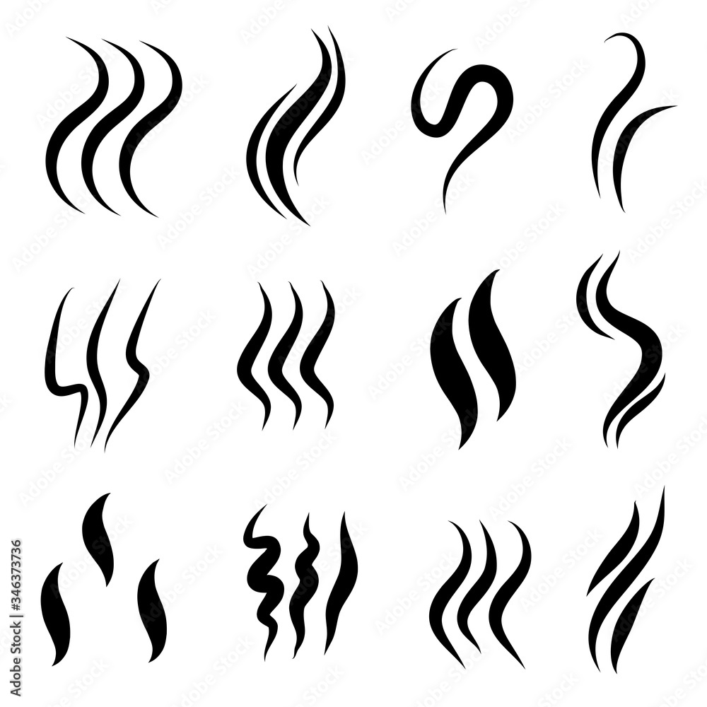 set of hand drawn vector doodle smoke symbol. Aroma smell icon. Vector illustration. set of hand drawn vector doodle smoke symbol. Aroma smell icon. Vector illustration.