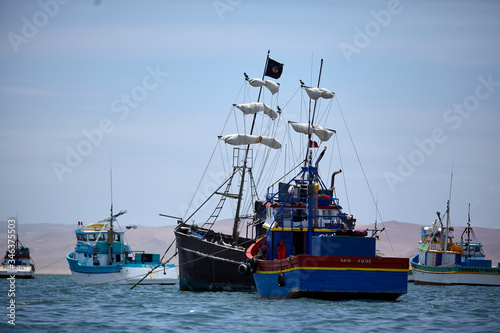artisanal fishing boats on sea