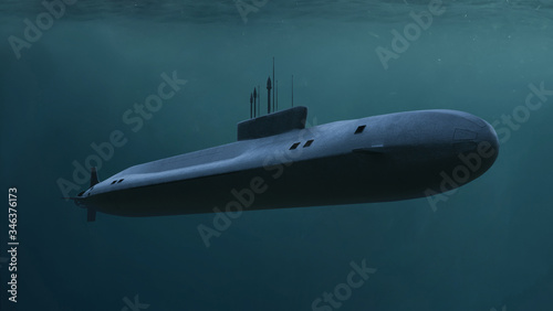 Bild auf Leinwand Submarine. Render 3d. Illustration.
