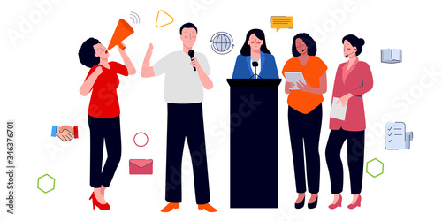 public speaking characters set. design vector illustration concept of public speaking