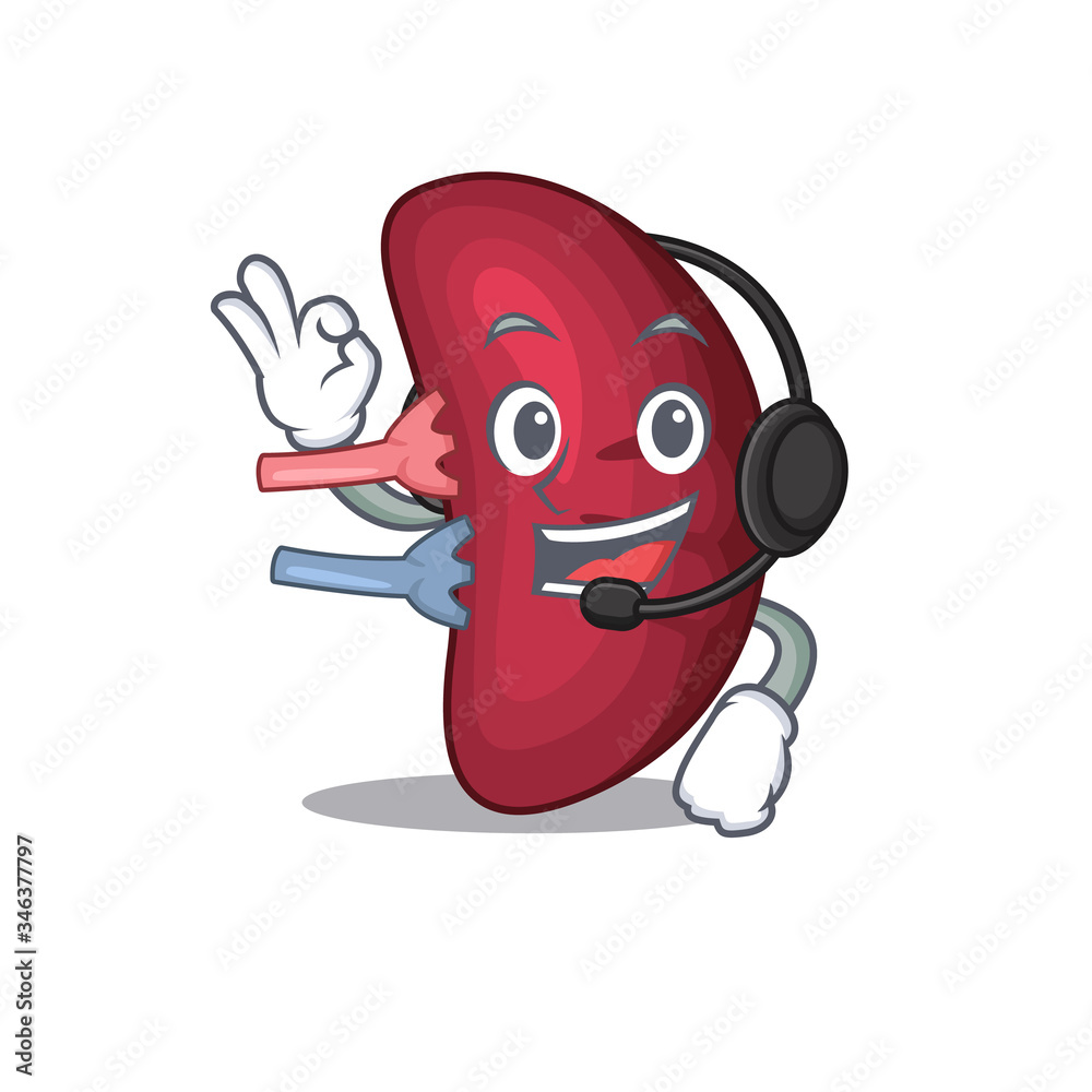 Fototapeta premium A gorgeous human spleen mascot character concept wearing headphone