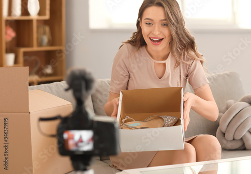 Young female blogger record...
