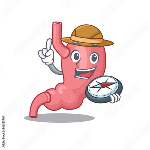 mascot design concept of human stomatch explorer with a compass