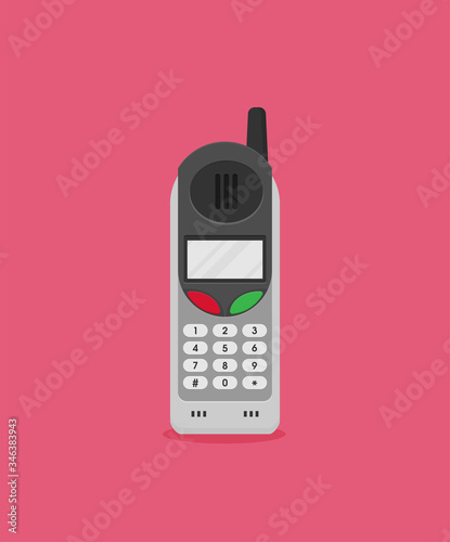 Vector flat icon of a phone with keypad and display.