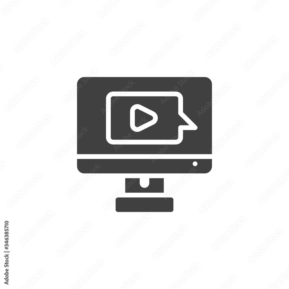 E-learning, media message vector icon. filled flat sign for mobile concept and web design. Video call button glyph icon. Symbol, logo illustration. Vector graphics E-learning, media message vector icon. filled flat sign for mobile concept and web design. Video call button glyph icon. Symbol, logo illustration. Vector graphics