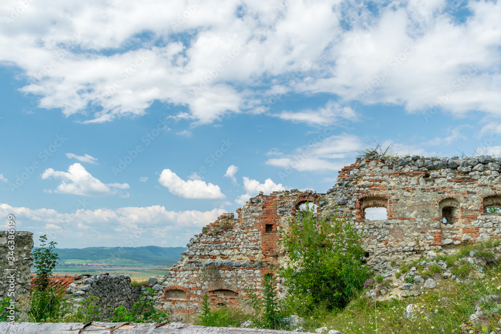 Ruins from the triangular tower, Rasnov Citadel, Brasov, Romania