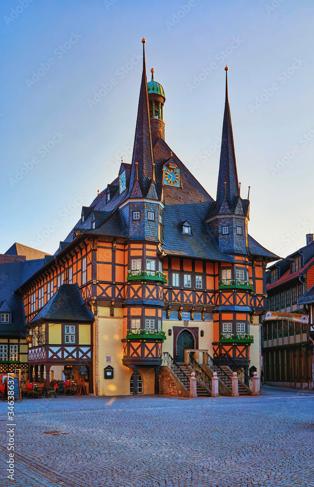 Historic half-timbered house in downtown Wernigerode. Germany