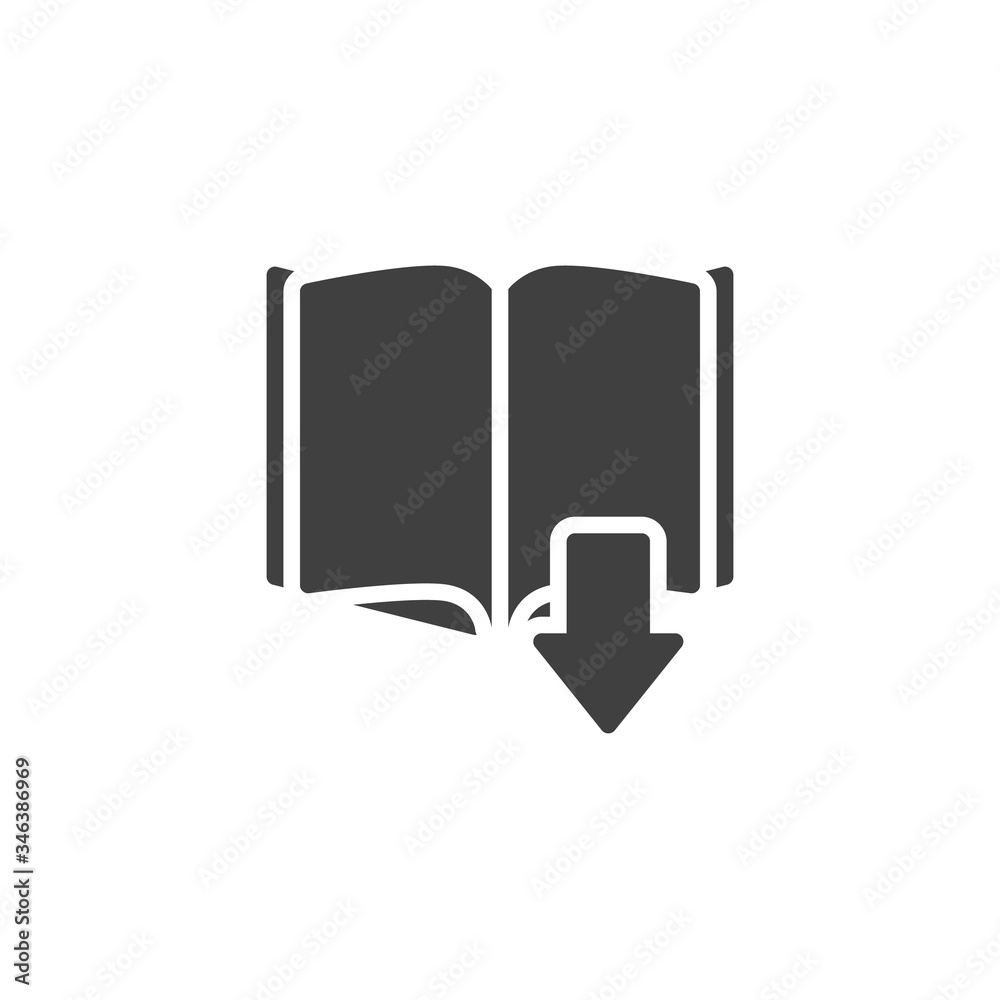 Obraz premium Download book vector icon. filled flat sign for mobile concept and web design. Online book store library glyph icon. Symbol, logo illustration. Vector graphics