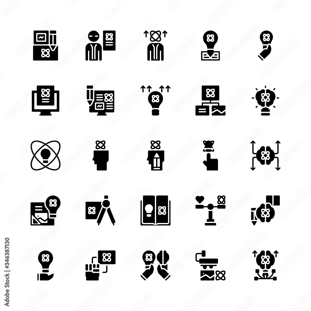 Set of Design Thinking Science glyph style icon - vector Set of Design Thinking Science glyph style icon - vector