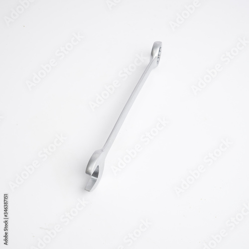 Wrench, tool, spanner, isolated, metal, steel, chrome, equipment, white, work  © DinhDinh