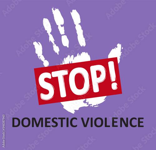 Stop Domestic Violence against women Stamp. Creative Social Vector Design Element Concept. Hand Print