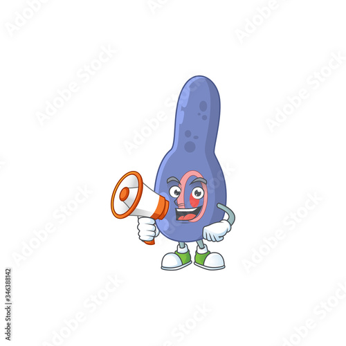 A picture of clostrisium botulinum cartoon design style speaking on a megaphone
