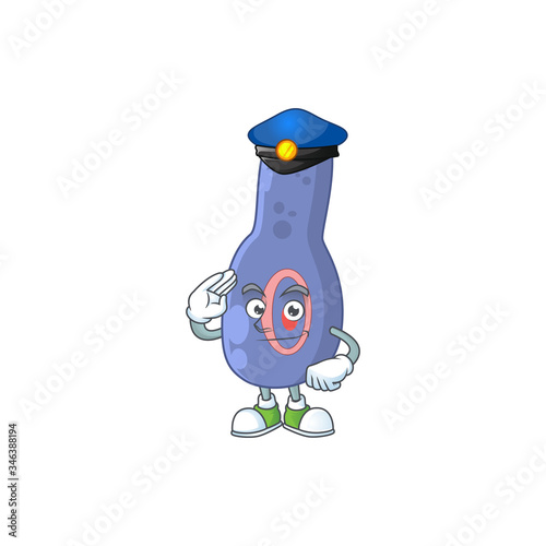 A dedicated Police officer of clostrisium botulinum mascot design style