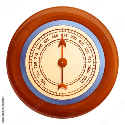 Round barometer icon. Cartoon of round barometer vector icon for web design isolated on white background
