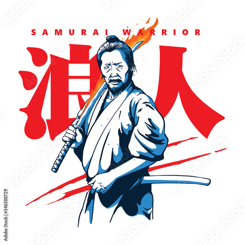 Photography samurai character illustration