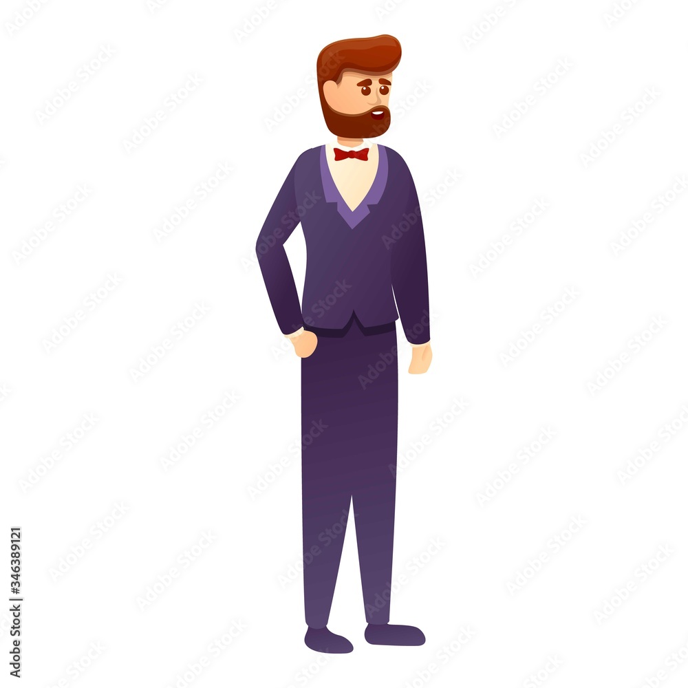 Fototapeta premium Hipster groom icon. Cartoon of hipster groom vector icon for web design isolated on white background