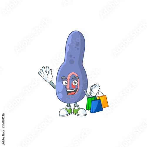 cartoon character concept of rich clostrisium botulinum with shopping bags