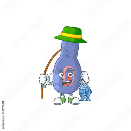 A Picture of clostrisium botulinum fisher mascot design catch a fish
