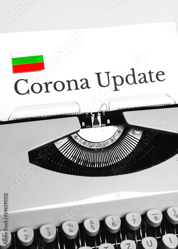 A Typewriter Typing the NEWS of COVID-19 with the Flag of Bulgaria.