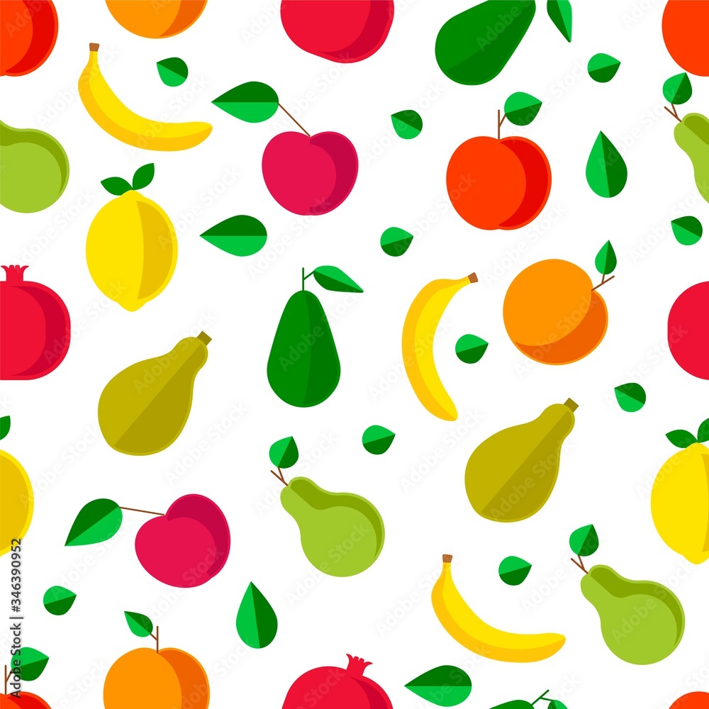 Fruits and vegetables, banana and pear seamless pattern Fruits and vegetables, banana and pear seamless pattern