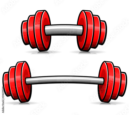 Vector barbell isolated cartoon design