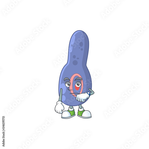 Clostrisium botulinum with waiting gesture cartoon mascot design concept