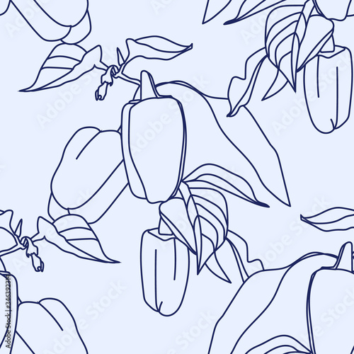 Ripe seamless pepper in the garden.Vector illustration.