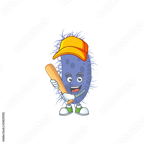Salmonella typhi cartoon design concept of hold baseball stick