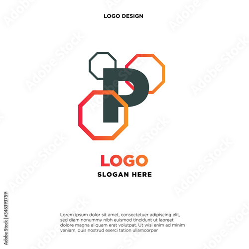 the letter logo P. with the shape of a hexagon.template modern.isolated white. business logos  for companies and graphic design. illustration vector