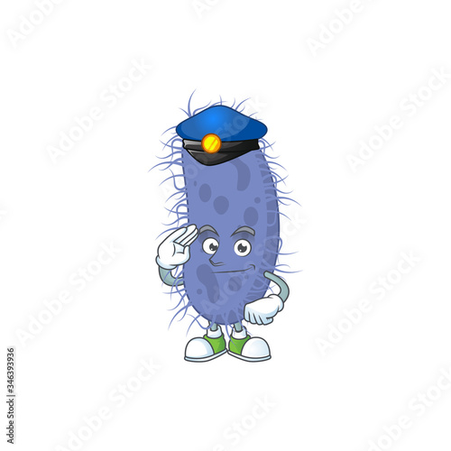 A dedicated Police officer of salmonella typhi mascot design style