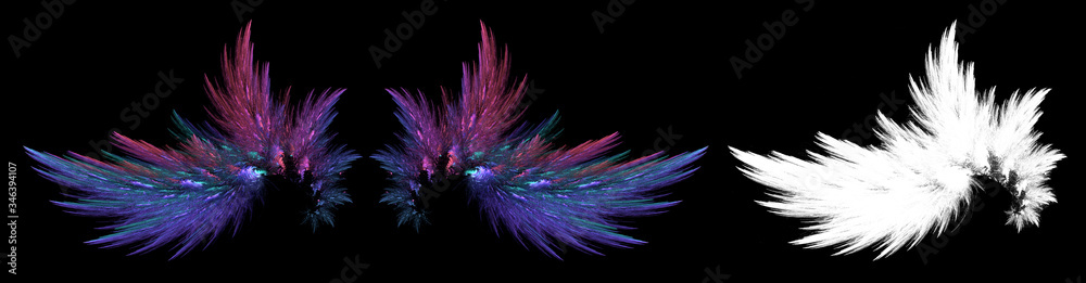 Obraz premium Abstract fantasy angel wings illustration with white clipping mask